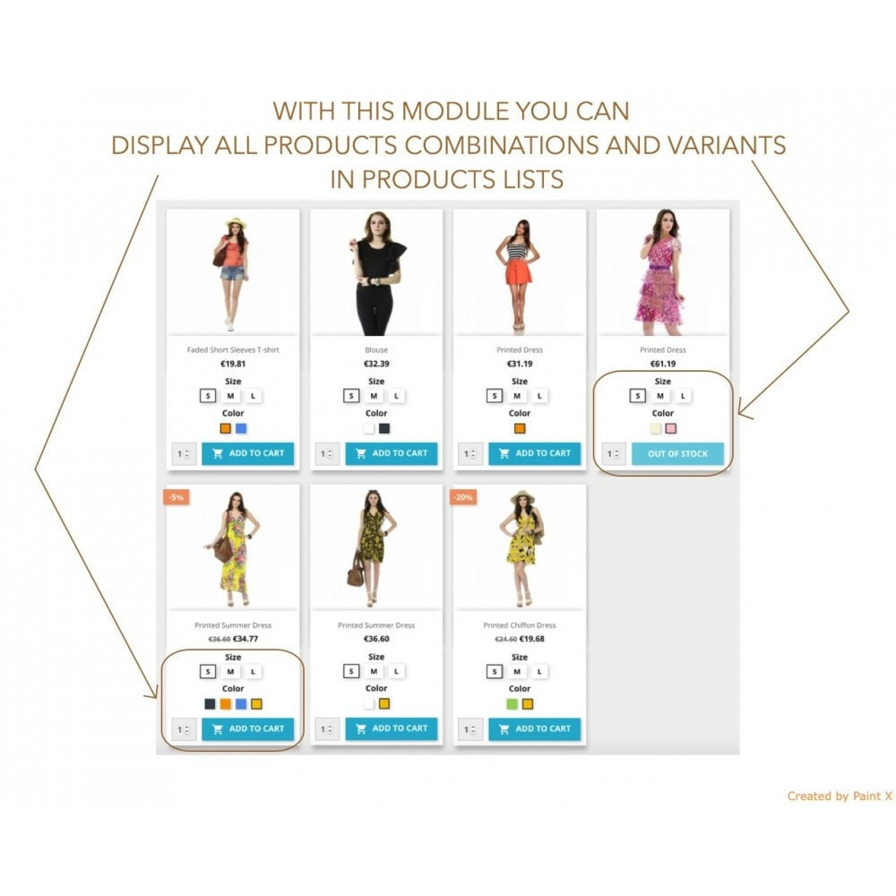 Combinations Or Attributes in Products List page With Add to Cart