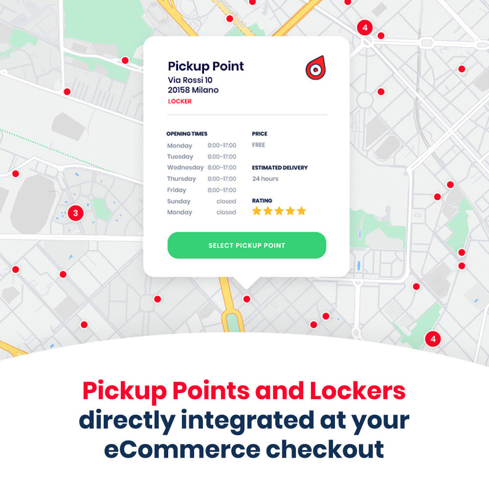 Connects over 500.000 Pickup Points and Lockers.