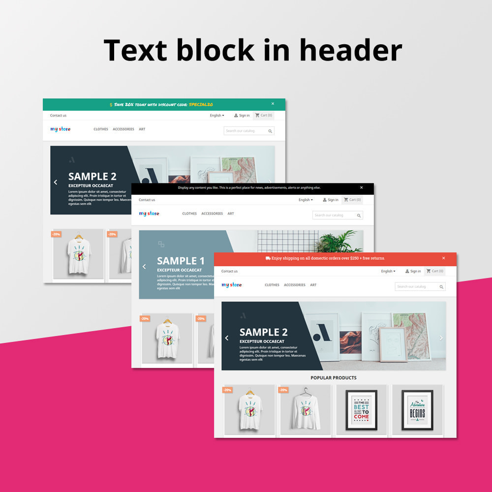 Text block in header