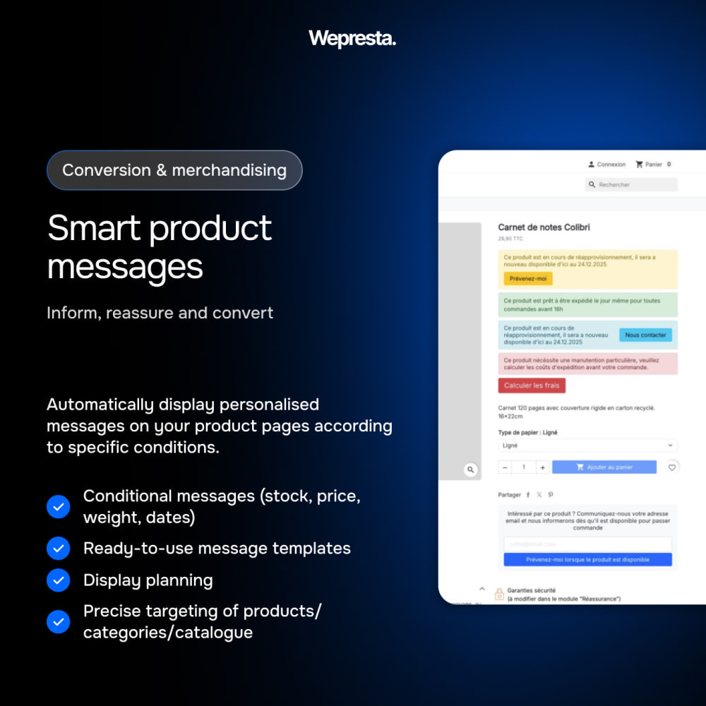 Smart Product Alerts - Conditional messages & CTAs