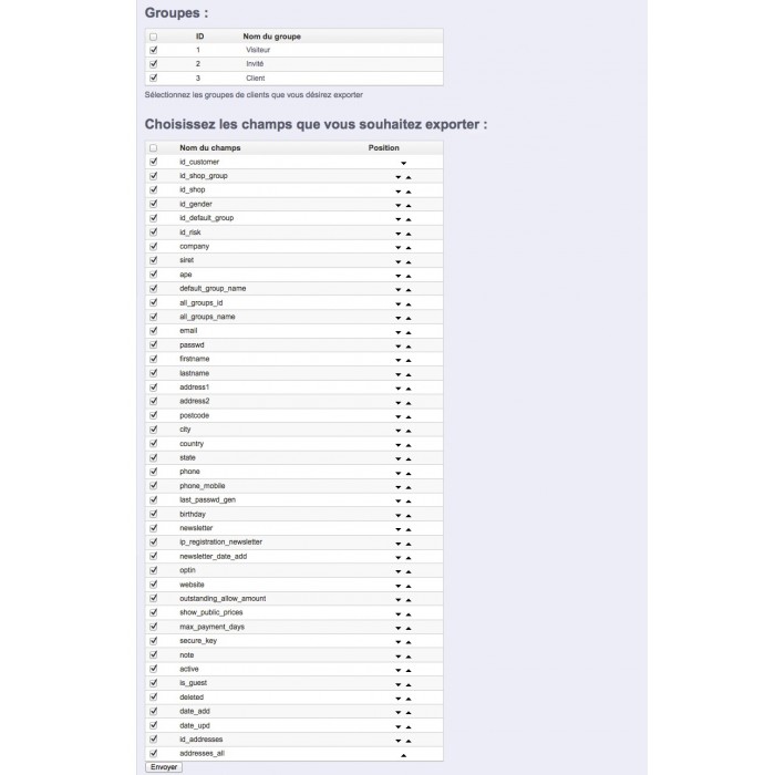 Export Customers Database